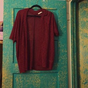 Red short sleeved cardigan